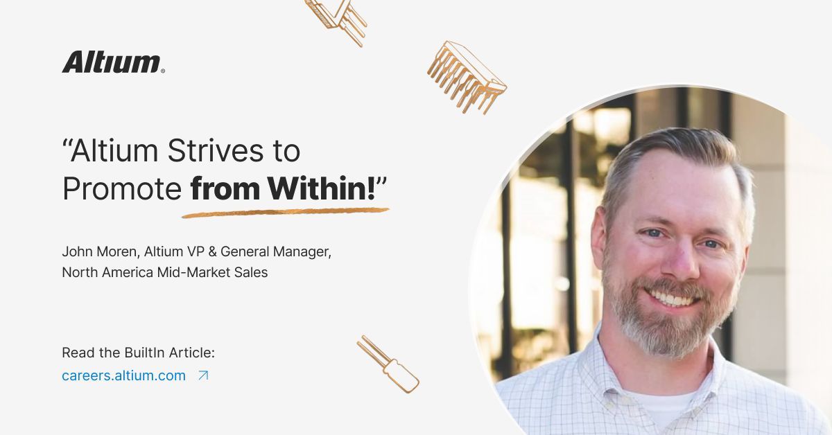 John Moren, Allium’s VP & General Manager of Mid-Market Sales in North America, believes in the kind of transformational leadership that inspires and empowers people to grow. Read John's @BuiltIn Article: bit.ly/44driZH See careers at Altium: bit.ly/3Wtg5jE
