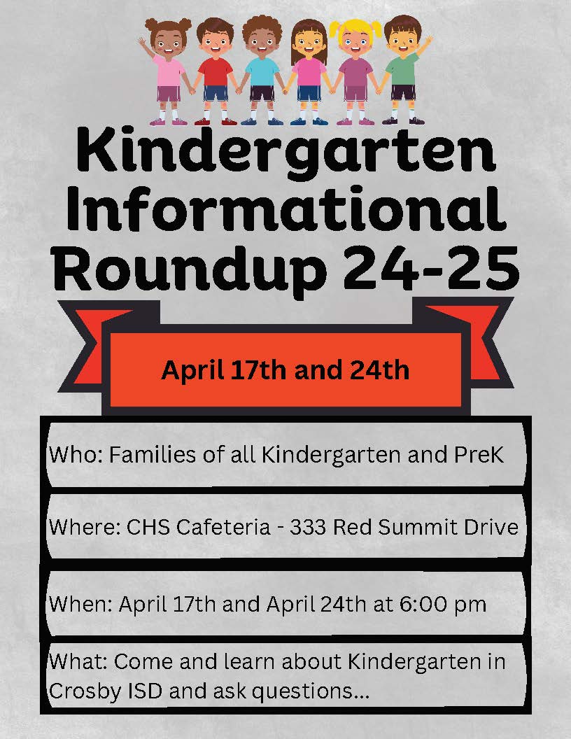 TONIGHT! Get everything you need to know about kindergarten in Crosby ISD. crosbyisd.org/kinderregistra… #MovingForward