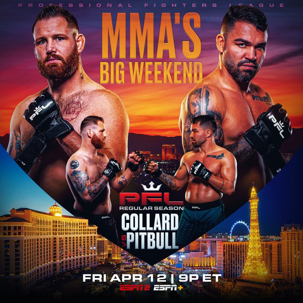 No better way to kick off the big Vegas weekend than this 𝗔𝗕𝗦𝗢𝗟𝗨𝗧𝗘 𝗕𝗔𝗡𝗚𝗘𝗥 of a fight between @CCCcollard and @PatrickyPitbull 🎲🎲🔥

[TONIGHT | 6:30pm ET on ESPN+ | 9pm ET on ESPN 2 ]