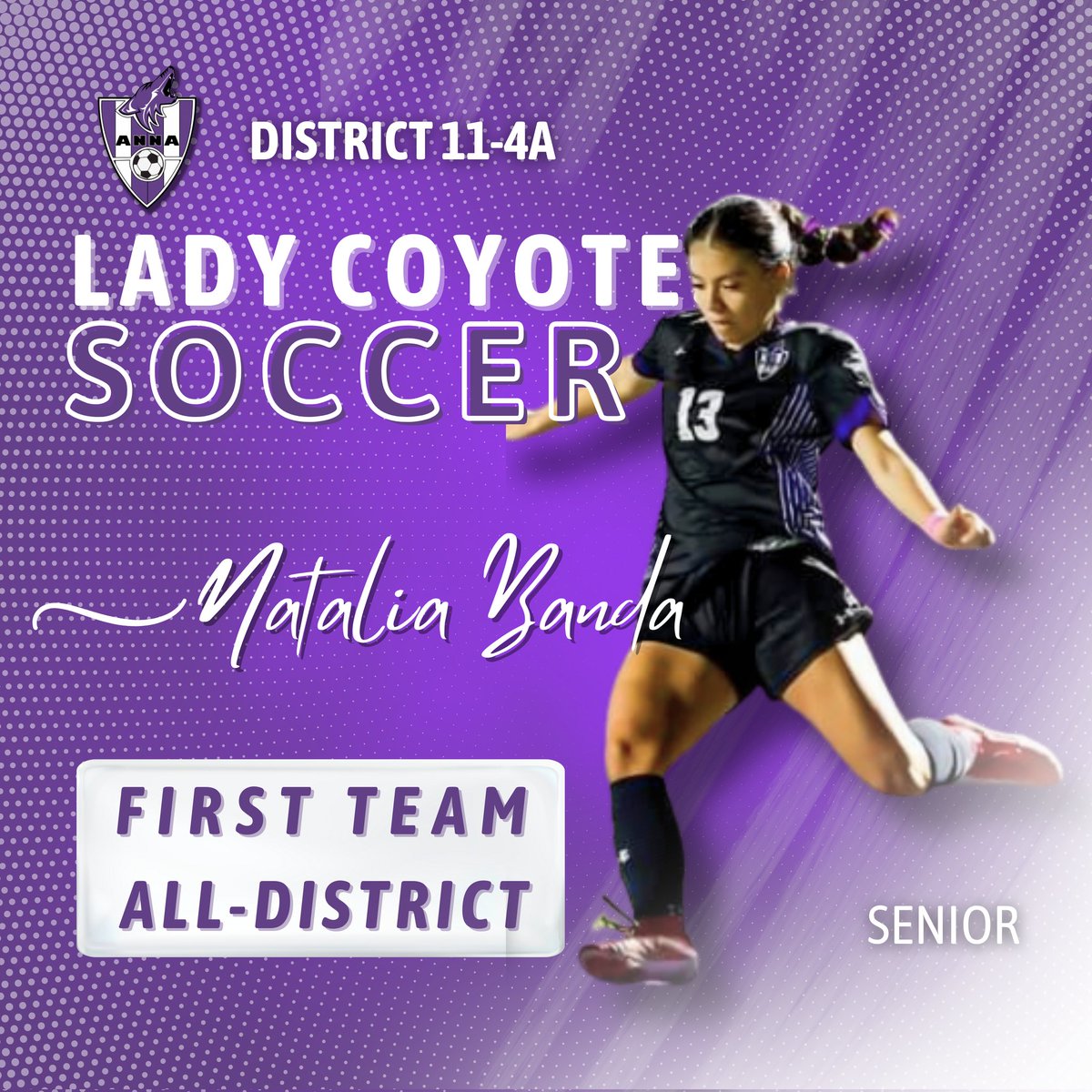 AnnaLadySoccer's tweet photo. Congratulations to Syrena Niño, Keely McGrath, Natalia Banda &amp; Leah Mendoza for earning 1st Team All-District honors for the 2023-24 season! 💜⚽

#ironsharpensiron 
#dalecontodo https://t.co/xmdiCQVr2o