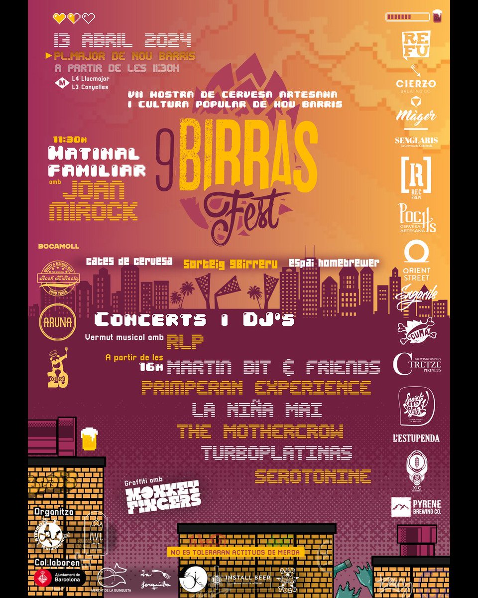 Demà tornarem a omplir la plaça de bona música i la millor cervesa. Ulleres de sol i somriure a la boca!! Us esperem