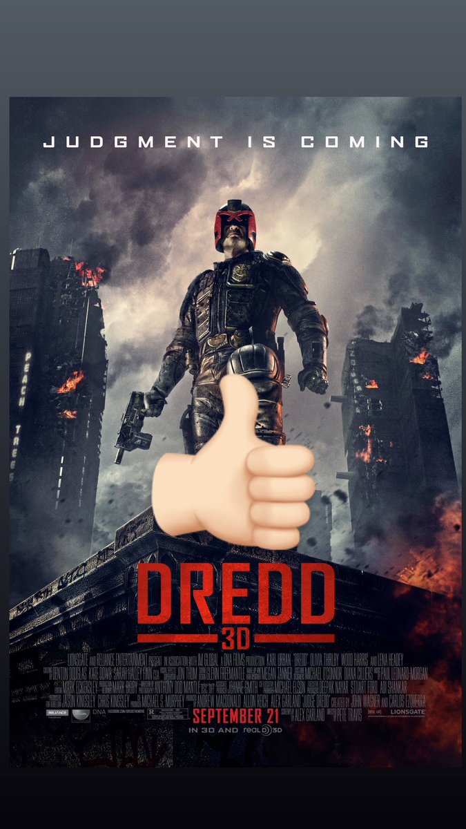 I’ve already forgotten that I saw #CivilWar But the brilliant #Dredd will live rent-free in my head forever