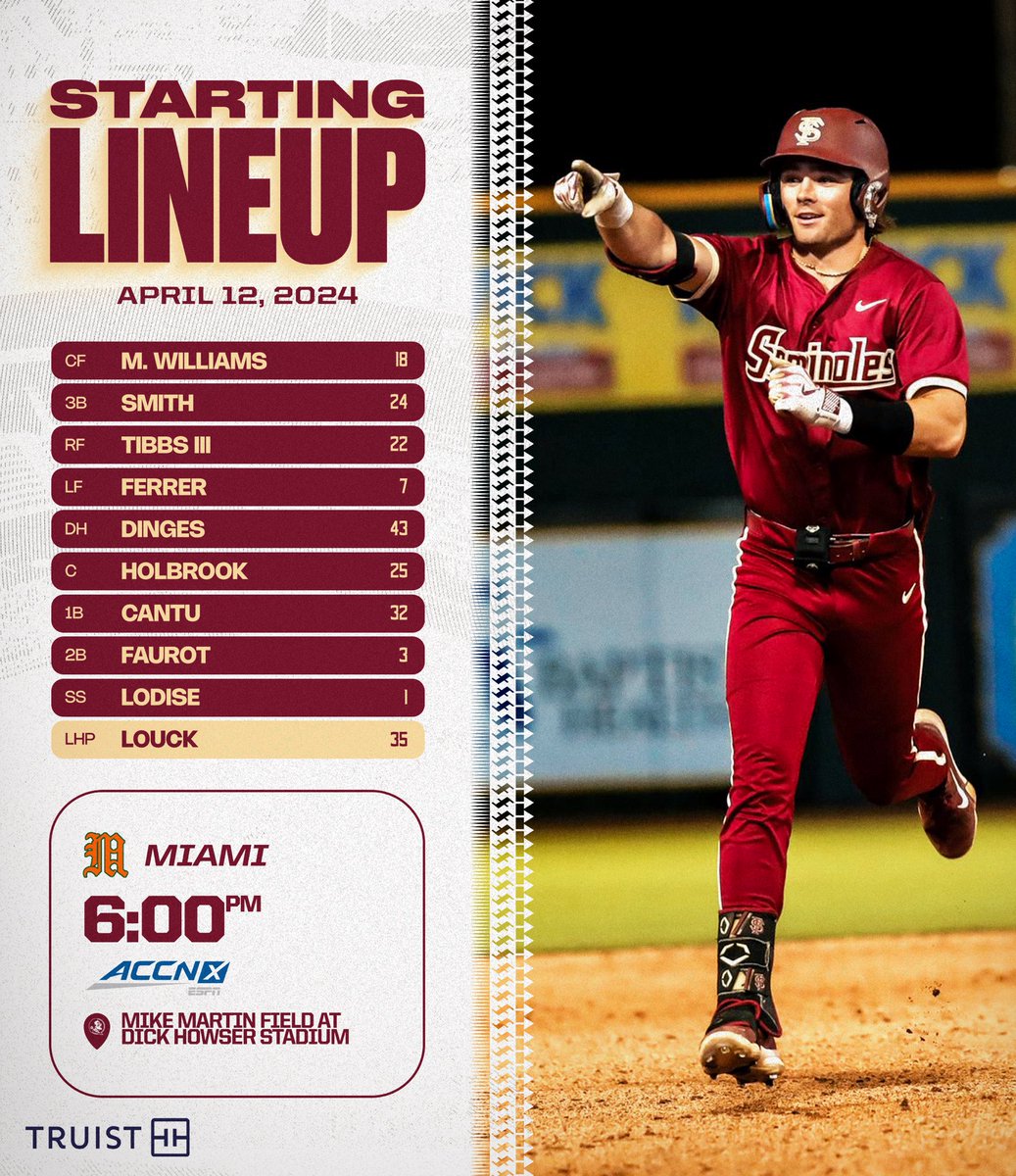 Game ✌🏼 Starters @TruistNews | #Noles