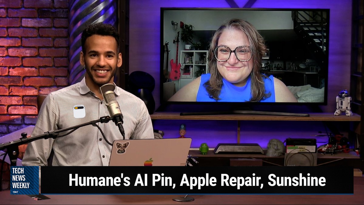 Tech News Weekly: @MikahSargent & @ASilbwrites discuss @Humane's AI pin, @Apple's new repair options, FCC's Consumer Broadband Labels, and Marissa Mayer's AI-driven photo app, Sunshine. 📱🌞 @KyleBarr5 & @ReedAlbergotti Download and subscribe: twit.tv/shows/tech-new… #TechNews