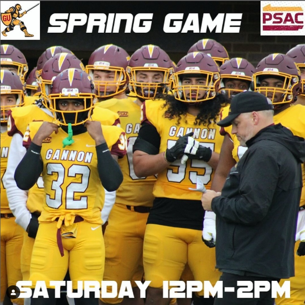 Join coach Erik Raeburn and the Gannon football team for Saturday's spring game at noon at McConnell Family Stadium. #uKnighted @FootballGannon @GannonU