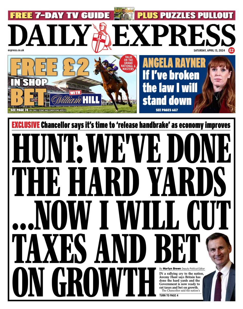 EXPRESS. Hunt: We’ve done the hard yards ….now I will cut taxes and bet on growth #TomorrowsPapersToday