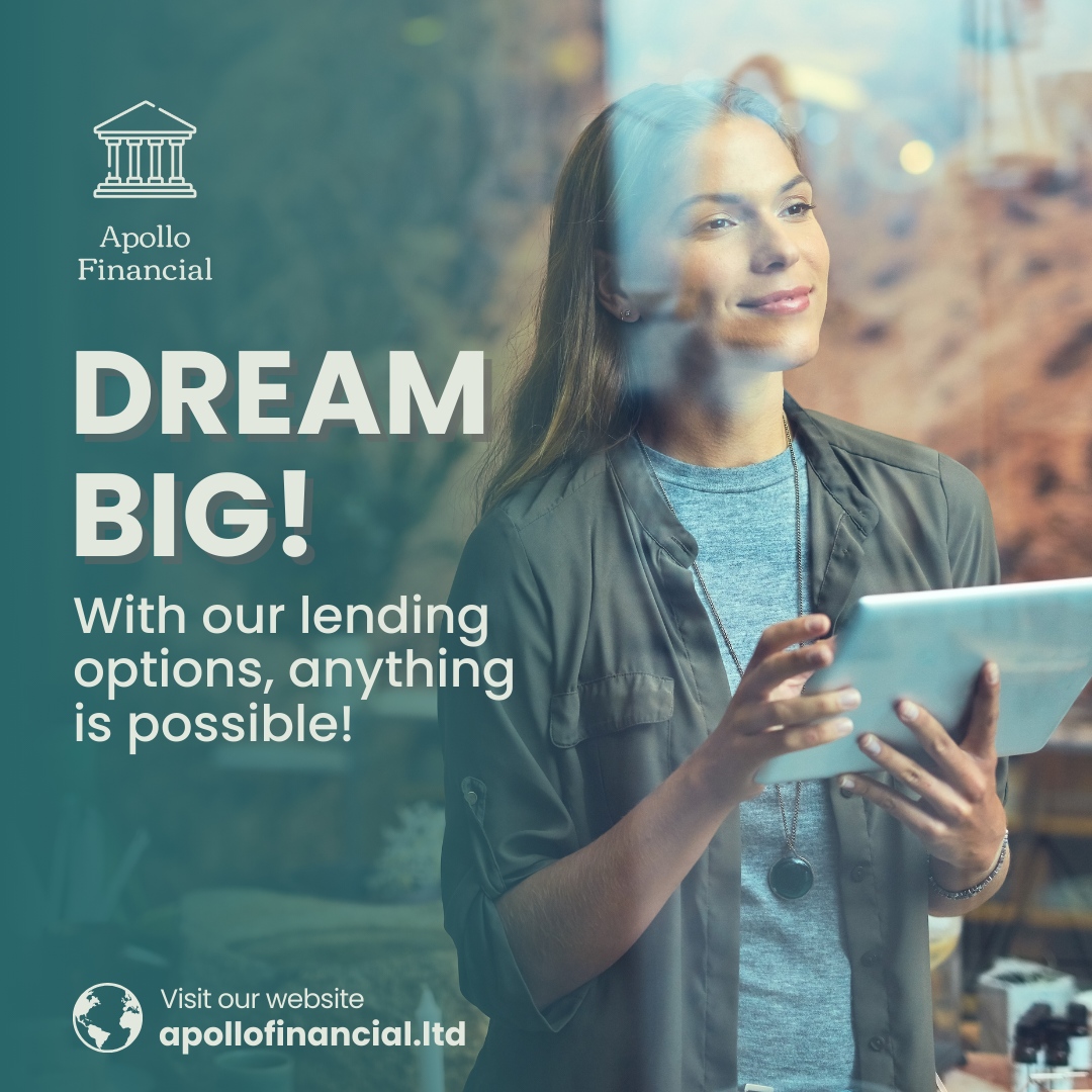 ApolloFSG's tweet image. Don&apos;t let financial barriers hold you back from pursuing your dreams.  ✨

Reach out today and let&apos;s discuss how our lending solutions can empower your journey to success! 💼

#InvoiceAdvance #BusinessLending #BoostYourCashFlow #StartupSupport #FinanceMadeEasy