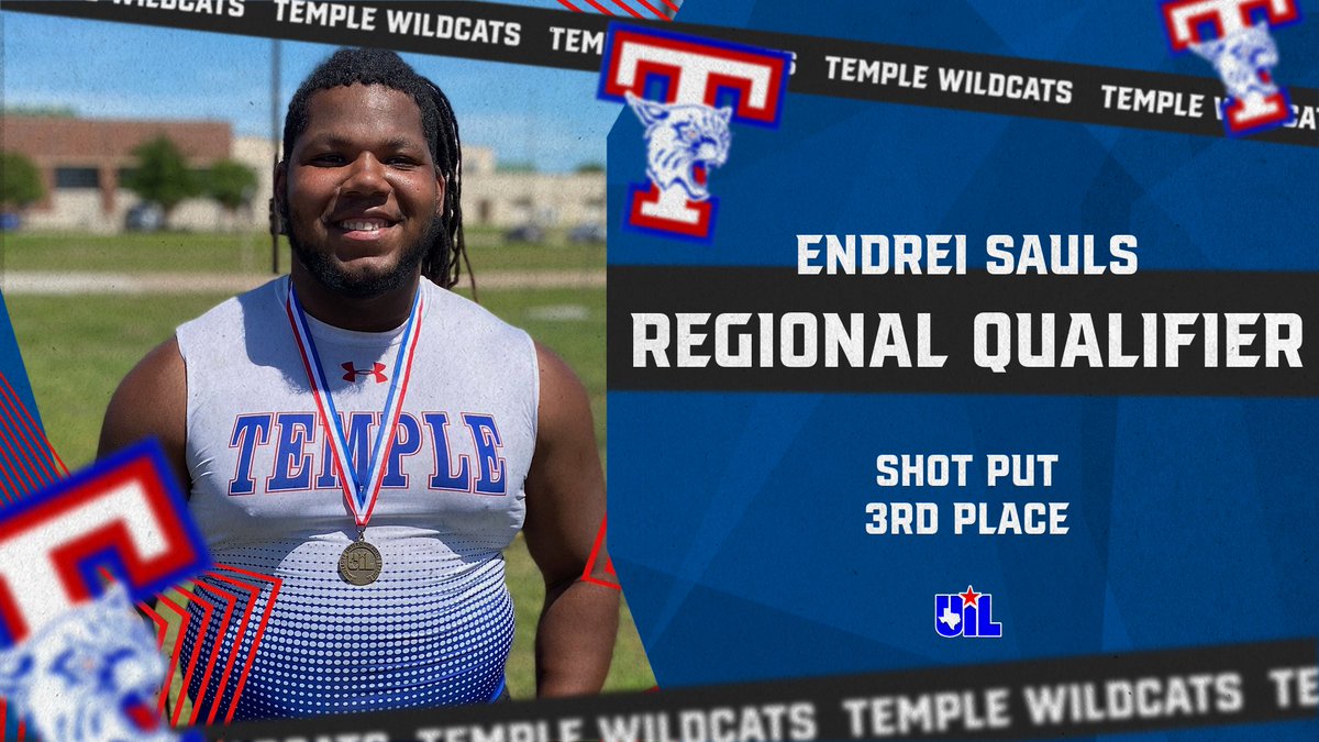Congratulations to Endrei Sauls who qualified for the Regional Meet with a throw of 48'8 in the shot put at today's Area Meet.