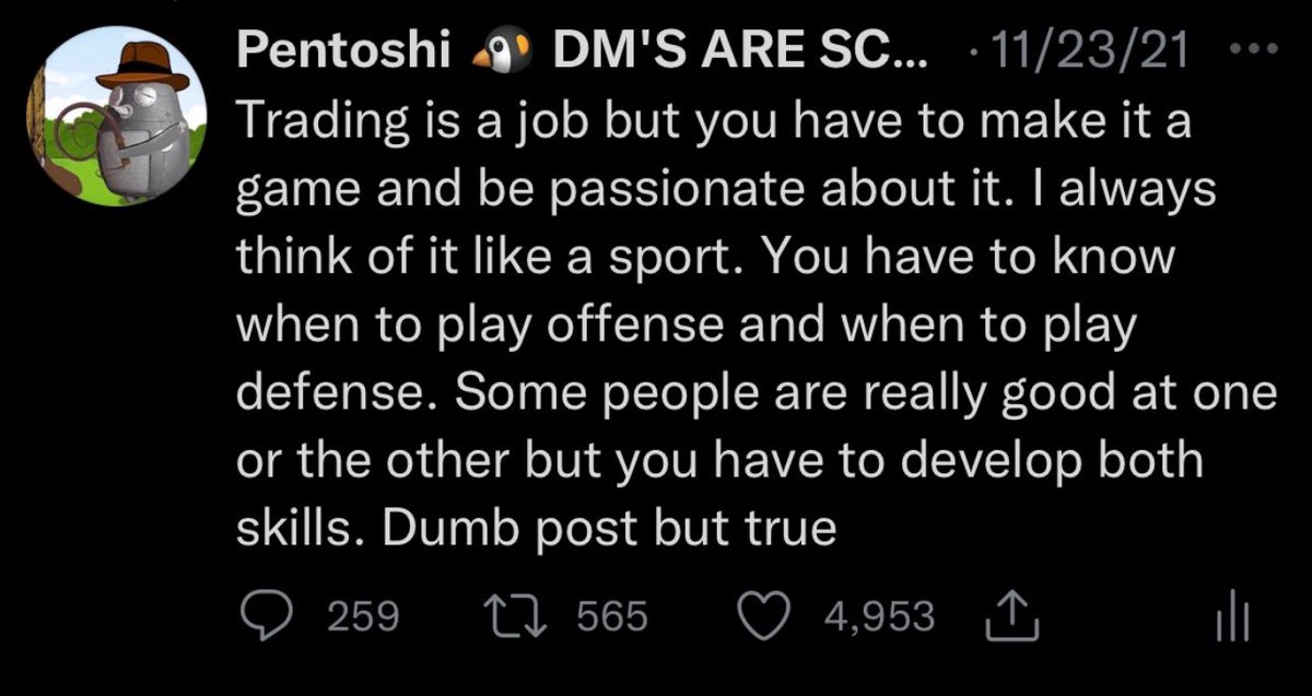 I always relate markets to sports or a game Why bc you play both offense and defense and there are huge momentum shifts At times you can feel the momentum waning and at this point momentum swings the other way. Even if only temprorary So what happened here? I think for the…