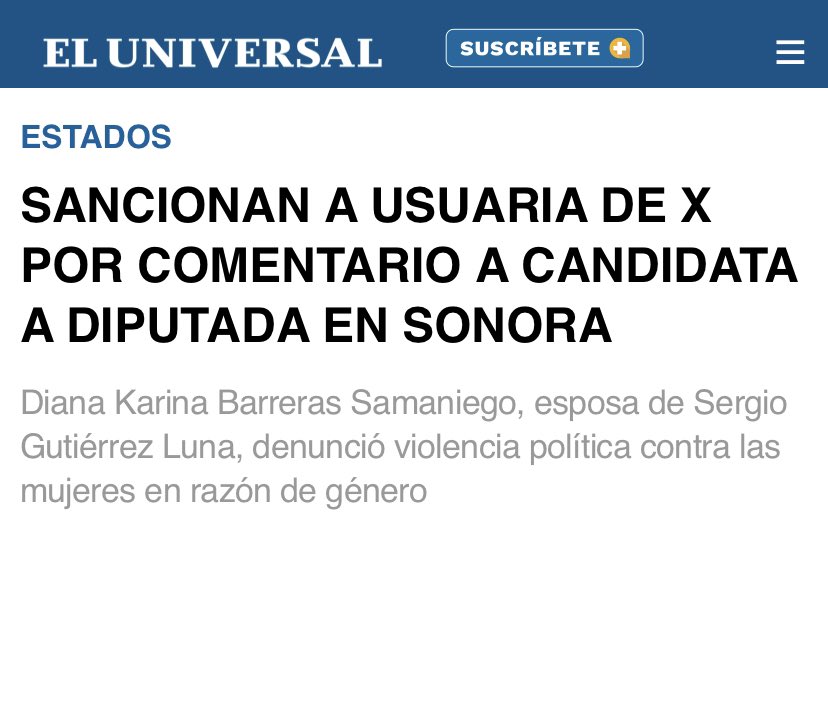 eluniversal.com.mx/estados/sancio… 🇲🇽SANCIONAN A USUARIA DE X POR COMENTARIO A CANDIDATA A DIPUTADA EN SONORA