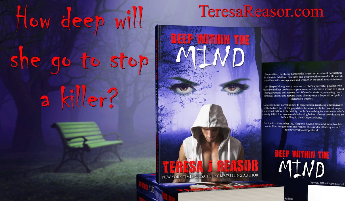 RT@teresareasor DEEP WITHIN THE MIND Harper Montgomery is a powerful psychic. Detective Miles Barrett is searching for a monster who’s killed four women. Can Harper help find him? #RomanticSuspense #paranormalRomance amazon.com/Deep-Within-Mi…