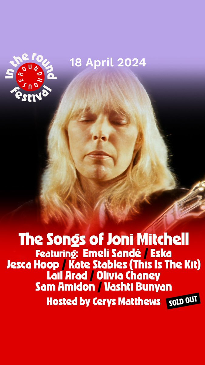 Amidst a breathless week touring + promoting my new record 𝐂𝐢𝐫𝐜𝐮𝐬 𝐨𝐟 𝐃𝐞𝐬𝐢𝐫𝐞, am thrilled to be joining this killer line up in tribute to my biggest heroine💙 @jonimitchell @RoundhouseLDN !See you there Joni lovers❤️‍🔥❤️‍🔥❤️‍🔥