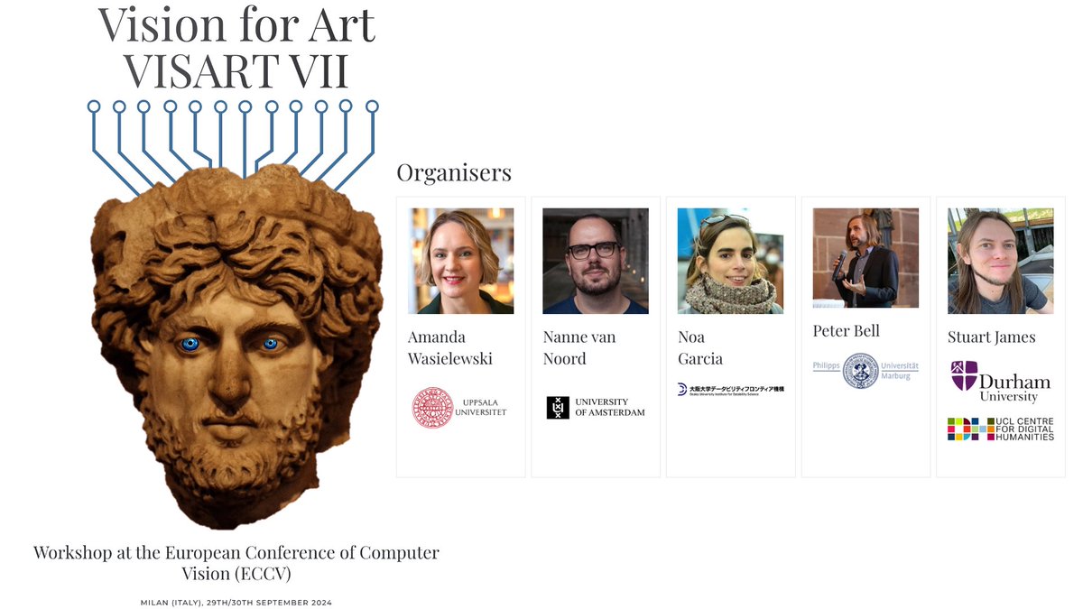 📢Excited to announce the Vision for Art (VISART) Workshop @eccvconf will be back in Milan 📢 Provisonal Information at: visarts.eu (We will get dates soon!) This edition with the fantastic work of my co-chairs @awasielewski, @nannevn, @noagarciad, @Peter_Bell77