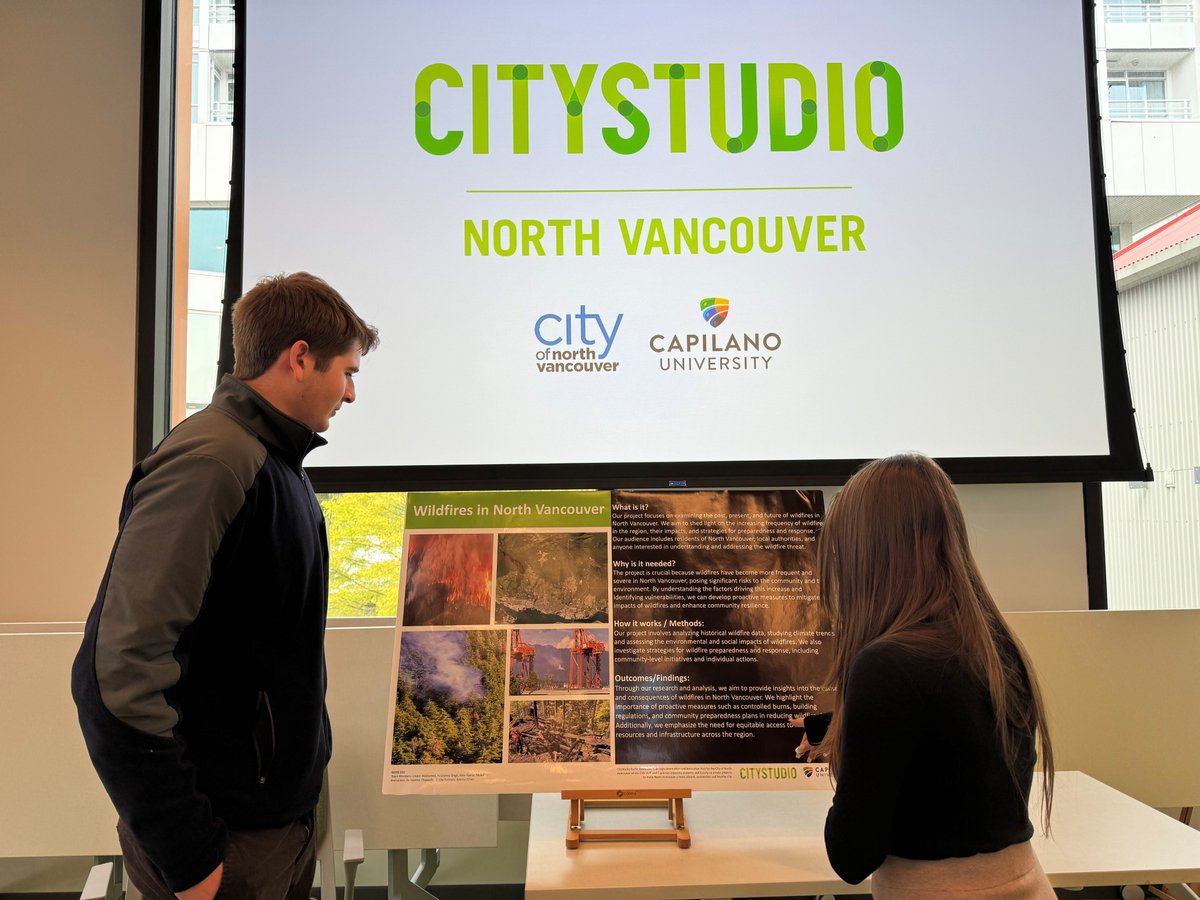 This week, we had an opportunity to recognize the good work happening through the @CapilanoU CityStudio program, where students work on projects designed to make @CityOfNorthVan more vibrant, sustainable and healthy. Student Linden's team project was centred on wildfires.