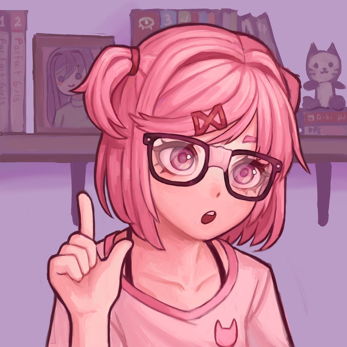 Ok, who asked her to talk about manga? We are going to stay here a long time 😭 Commission for @Mario_m8s ! #Natsuki #ddlc #DokiDokiLiteratureClub