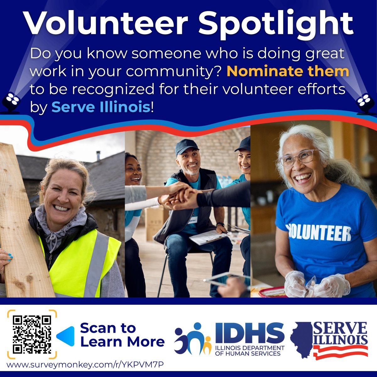 To nominate a volunteer, scan the QR code or visit: surveymonkey.com/r/YKPVM7P

To view past recognized volunteers, please visit: serve.illinois.gov/our-programs/v…