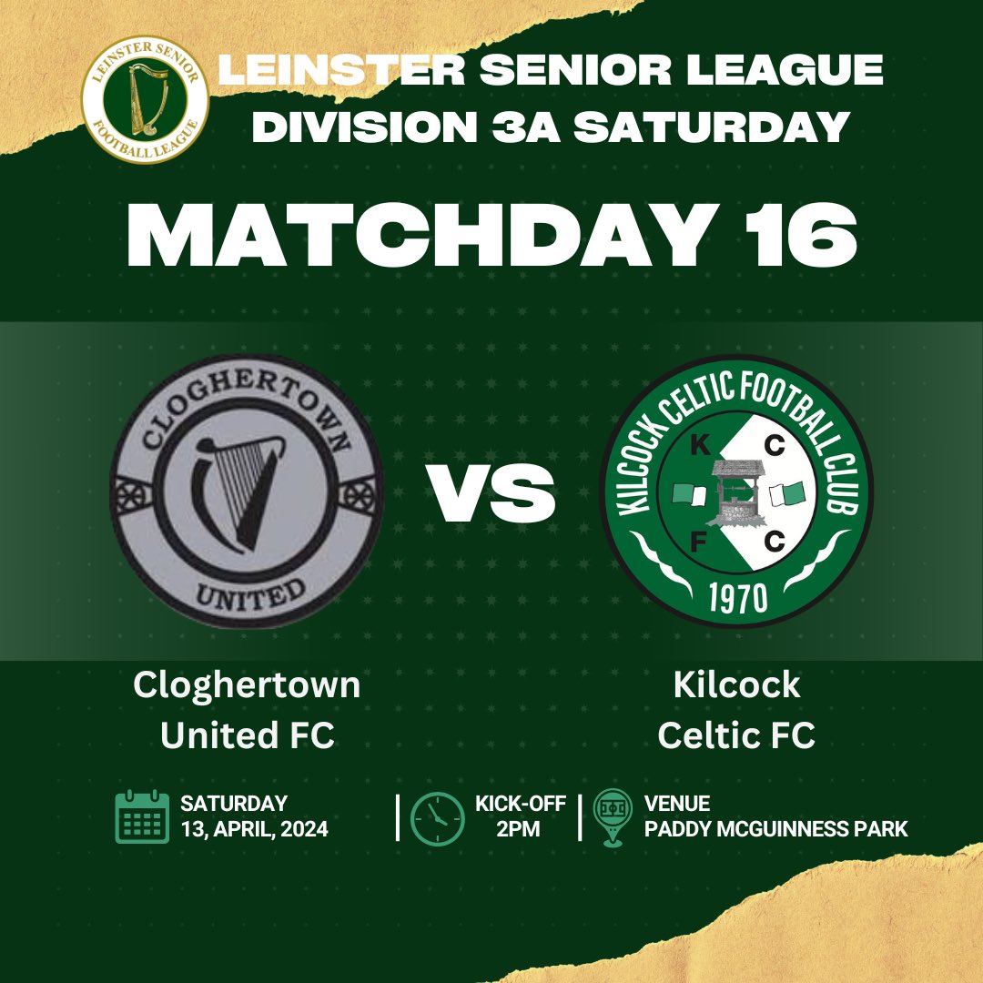 ⚽️ | 𝑺𝒆𝒏𝒊𝒐𝒓 𝑺𝒆𝒄𝒕𝒊𝒐𝒏 𝑭𝒊𝒙𝒕𝒖𝒓𝒆𝒔 This weekends senior section fixtures starting tomorrow when the Senior Men’s Saturday Team travel to Paddy McGuinness Park to take on @cloghertown . Kick-off is at 2pm.