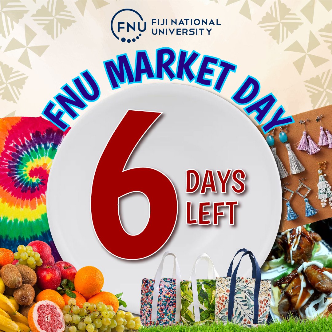 🎉Mark your calendars! Just 6 days until FNU Market Day at Derrick Campus. 

Don't miss out on the excitement next Friday, 19 April 2024. Contact ronaldsingh@fnu.ac.fj or Phone: 8651369 for bookings and more info.

#MarketDay #DerrickCampus #FNUEvent