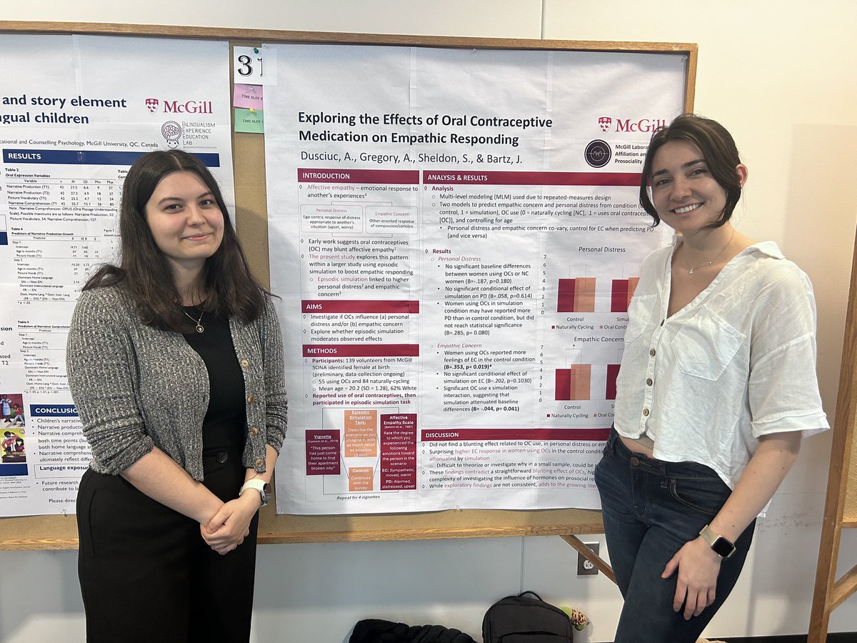 McGill Laboratory of Affiliation and Prosociality (@bartzlab) on Twitter photo The Bartz Lab takes on <a href="/McGillPsych/">McGill Psychology</a>’s Undergraduate Poster Day💪🧠
We are so proud of our honours students! They did a terrific job this year💫
Check out their impressive posters below! The Bartz Lab takes on <a href="/McGillPsych/">McGill Psychology</a>’s Undergraduate Poster Day💪🧠
We are so proud of our honours students! They did a terrific job this year💫
Check out their impressive posters below!