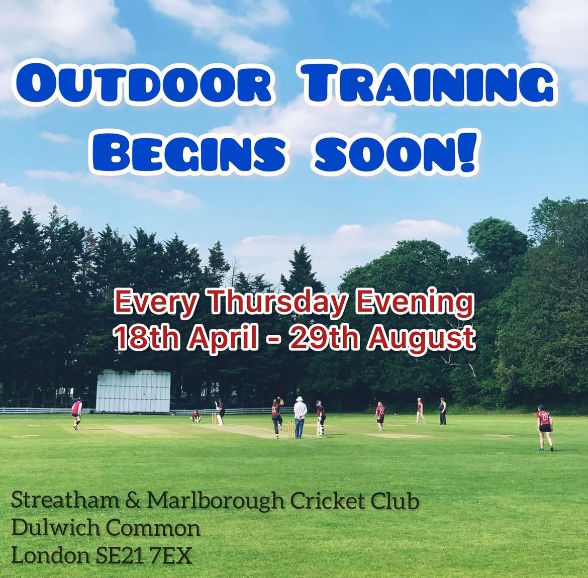 1830 - 2030hrs then start at 1900hrs from 16th May as the evening gets lighter.

Womens coached training sessions every Thursday. New Players Always Welcome! #womenscricket #cricket