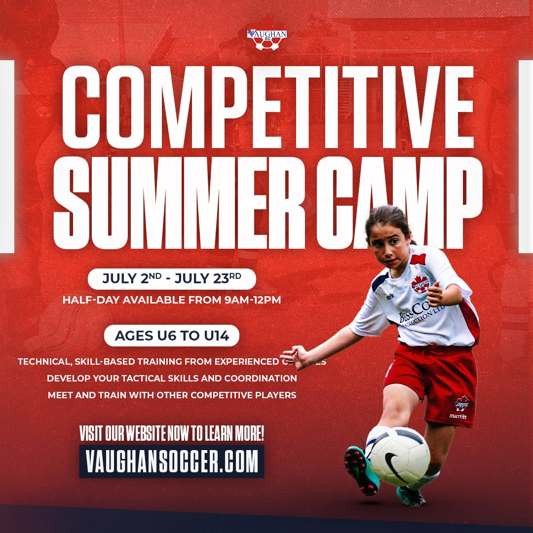 Competitive Summer Camp! 🫡 What to expect? ⬇️ 1Technical, Skill-based Training from Experienced Coaches 2Develop your Tactical skills and Coordination 3Meet and Train with other Competitive Players Tailored for competitive players ages 6 – 14 (born 2019 – 2010) 👋
