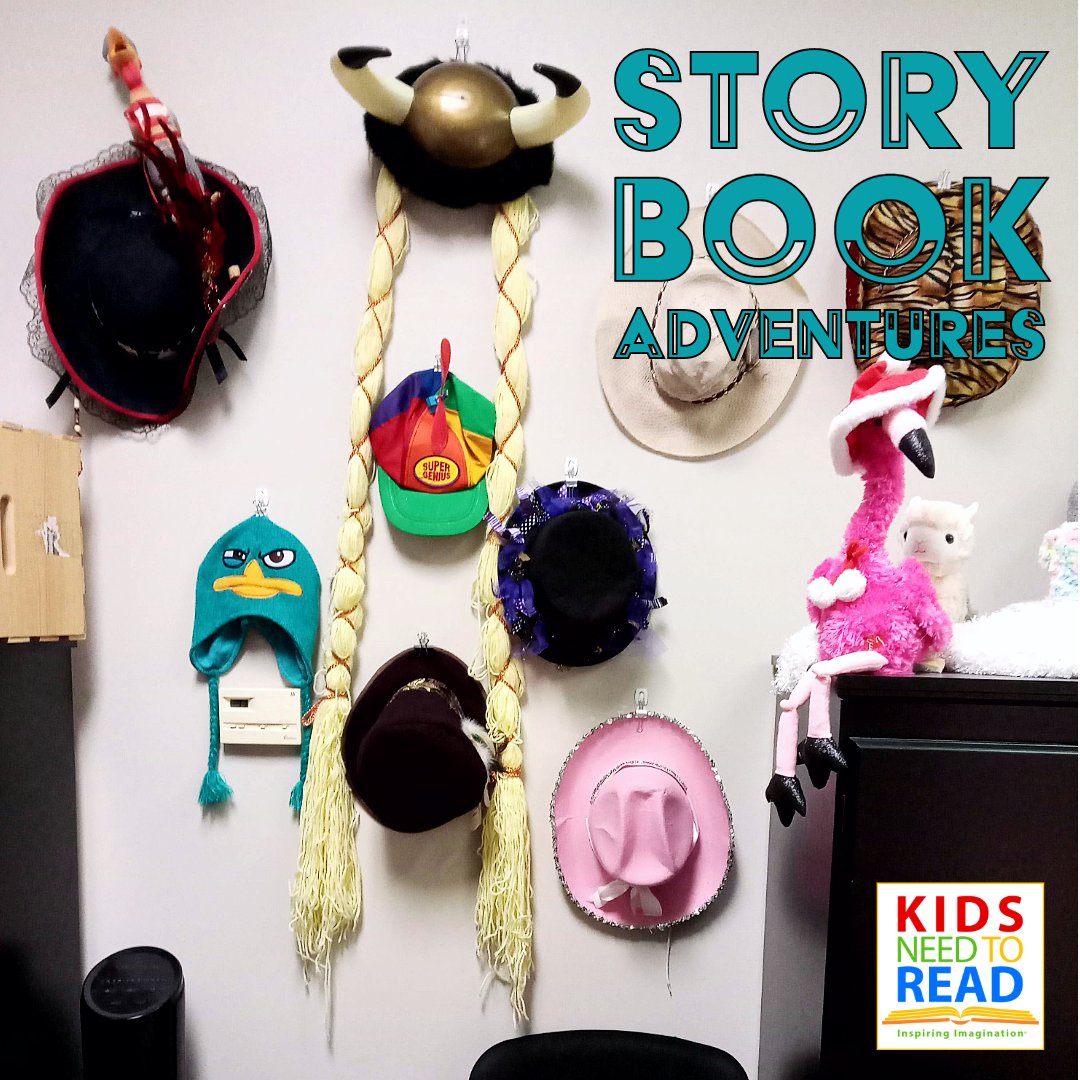 A glimpse into the mysterious office of the Executive Director. Each hat represents one of her Storybook Adventure characters.