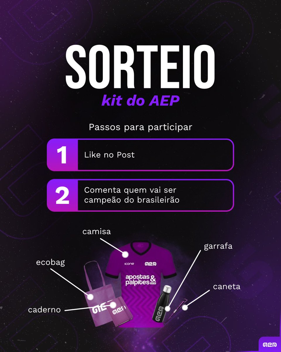 📢 BORA DE SORTEIO! Montei um kitzão brabo pra começar o Brasileirão com o pé direito. Vou escolher 3 seguidores pra ter a honra de trajar o manto do AeP. Bora? ❤️ LIKE no post fixado 🗣️ Comenta quem vai ser campeão 👇 Post fixado abaixo