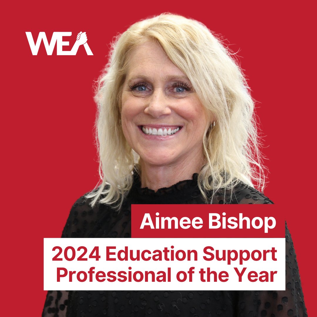 Congratulations to 2024 Education Support Professional of the Year Aimee Bishop! Amy's incredible work provides wrap-around services for students at-risk of leaving school. Whether it's laundry, food, housing, transportation... Aimee is there to support students where they're at.