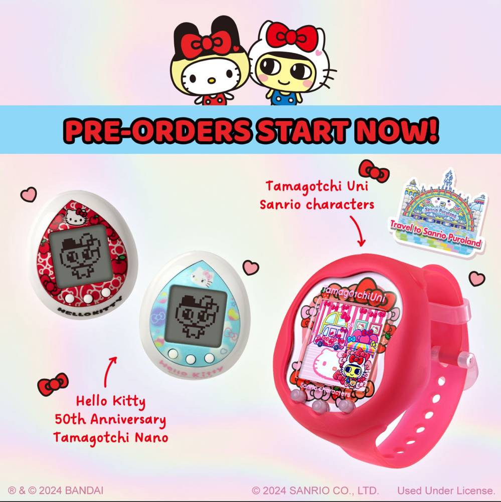 A pair of 50th Anniversary Hello Kitty X Tamagotchi Nano releases in July! Available to pre-order now at Amazon. (#ad) amzn.to/4aIVJc6