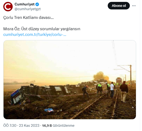 malikejder's tweet image. Teleferik kabini can almaz! İhmal can alır! Öyle değil mi? @cumhuriyetgzt 

Çorlu'da tren devrilince: "Katliam, üst düzey sorumlular yargılansın"

Sorumlu CHP'li belediye olunca: "Antalya'da teleferik kabini can aldı..."

Derdiniz insan değil!