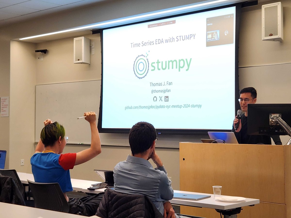 pydatanyc's tweet image. 🌟 Great &quot;Time Series&quot; meetup at PyData NYC on April 10th! Thanks to speakers Jorn Mossel &amp;amp; Thomas J. Fan, and sponsor Microsoft. 🎤🍕 Video coming soon on our YouTube channel!