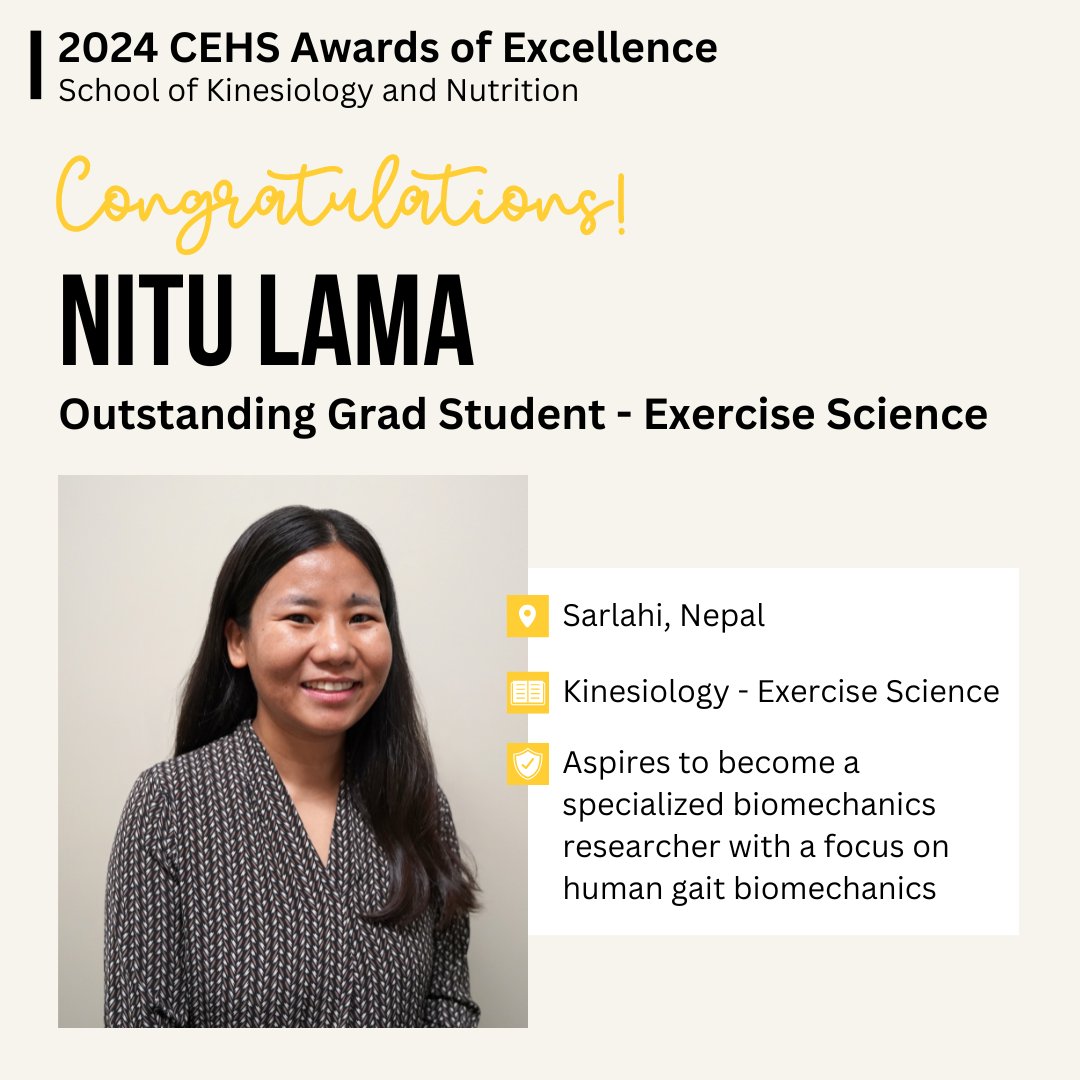 Congrats to Nitu Lama, Outstanding Graduate Student in Exercise Science for <a href="/SouthernMissSKN/">SouthernMissSKN</a>! 🎉👏🦅