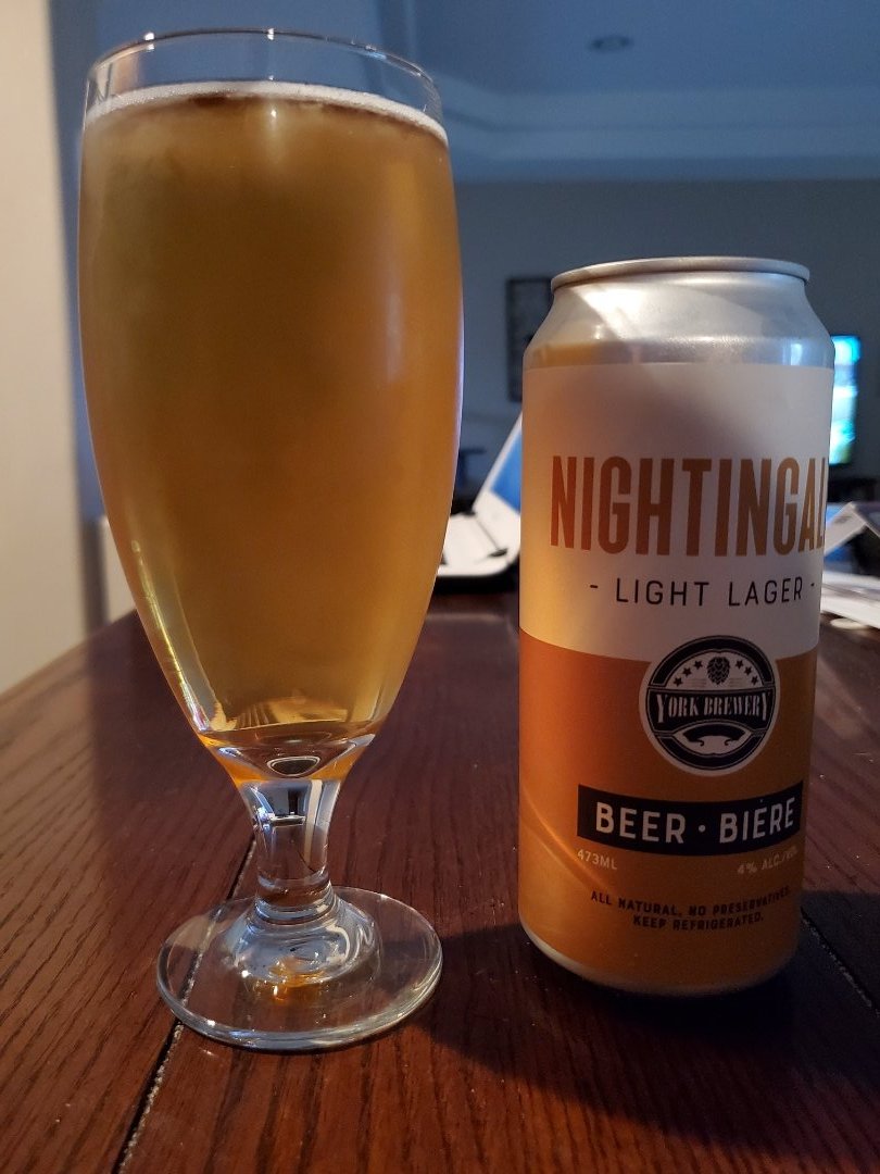 Light-bodied with a taste of bread, I give it a 3.5 out of 5. #beer #beerporn #instabeer #nightingalelitelager #yorkbrewery #AmericanLightLager #CanadianBeer #Canadian #Canada #richmondhill