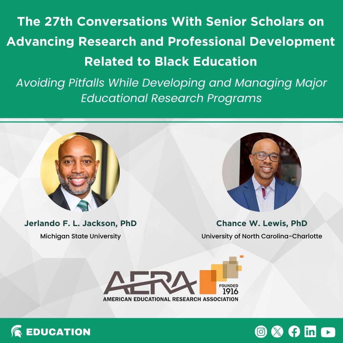 Looking forward to presenting at #AERA24 tomorrow with @drchancewlewis on developing a major educational research program. If you're at the #AERA24, join us at the 27th Conversations with Senior Scholars on Advancing Research and Professional Development Session!