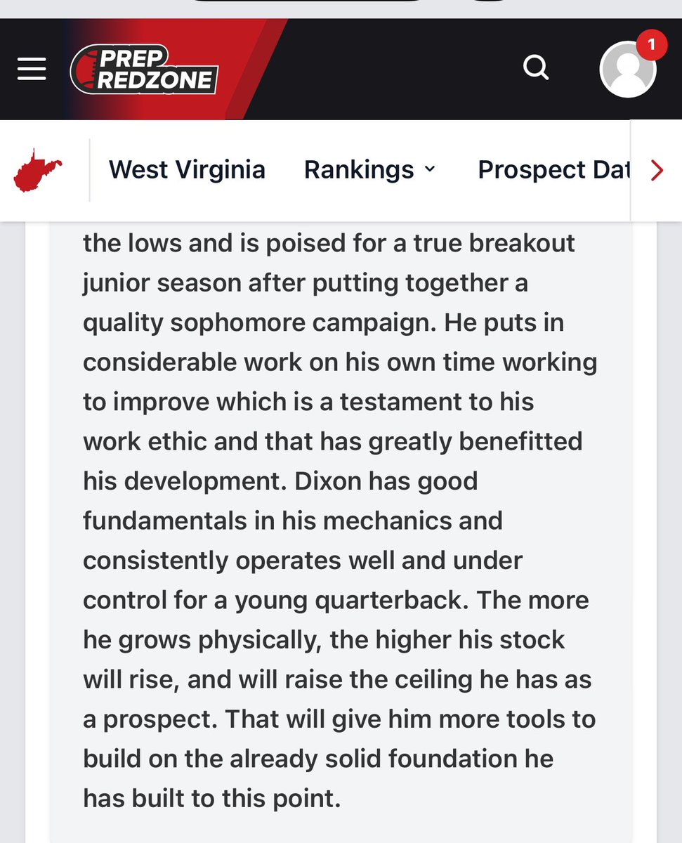 Thank you @PrepRedzoneWV for the write up! Looking forward to the having a great Junior Season! Let’s Go Bulldogs! #beintentional @Coach_BBurnside @Connor__Neal @VisionQb @coachicenhower @coach_kellar @CoalfieldsCo @NealBrown_WVU @CoachDanLanning