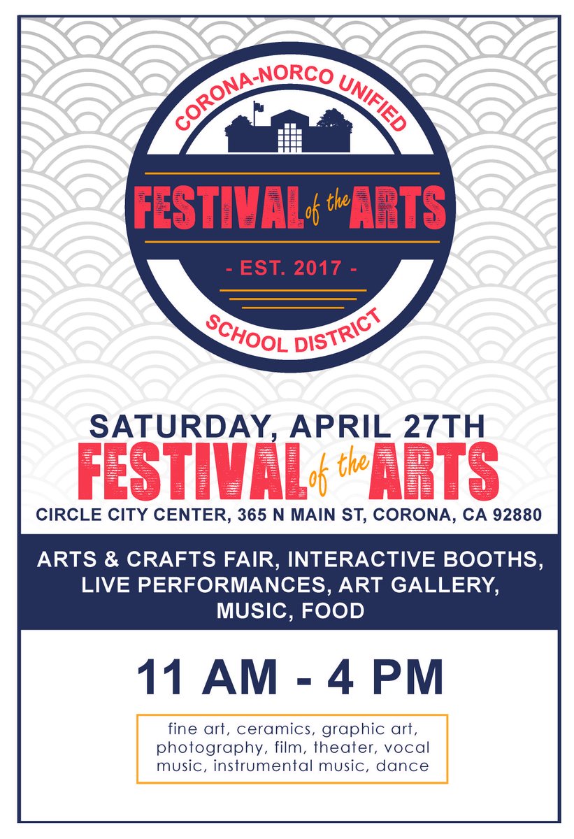 📅 Our Festival of the Arts is on Saturday, April 27th from 11 a.m. to 4 p.m. at Circle City Center in Corona! There will be arts & crafts, interactive booths, live performances, and more! 📣 We hope to see you there!