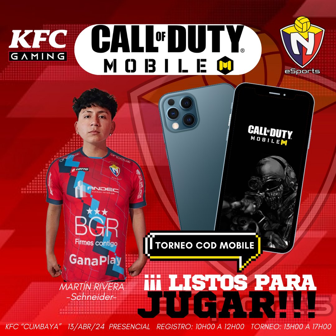 #BITRIgaming SOMOS CALL OF DUTY 🪖🏆📱
BIENVENIDO A MARTIN RIVERA <a href="/collxpse_21/">Schneider Rivera</a> NUESTRO #gamerpurocriollo
EN EL TORNEO DE COD-MOBILE #callofdutymobile <a href="/kfcgamingec/">KFCGamingEc</a> 
A DISPUTARSE EL 13/ABR/24, EN <a href="/kfcecuador/">KFCEcuador</a>  #cumbaya
TE ESPERAMOS VEN Y APOYA A NUESTRO GAMER 🔴🔴🔴