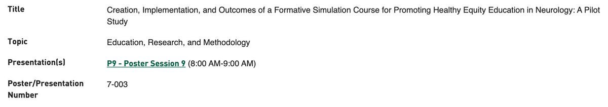 Stop by the poster hall to hear about some of our #simulation work! I'll talk about leveraging sim training to improve NCC fellow knowledge & confidence in 💔 arrest management & Javier Suarez will discuss a novel sim course for teaching health equity concepts in neuro