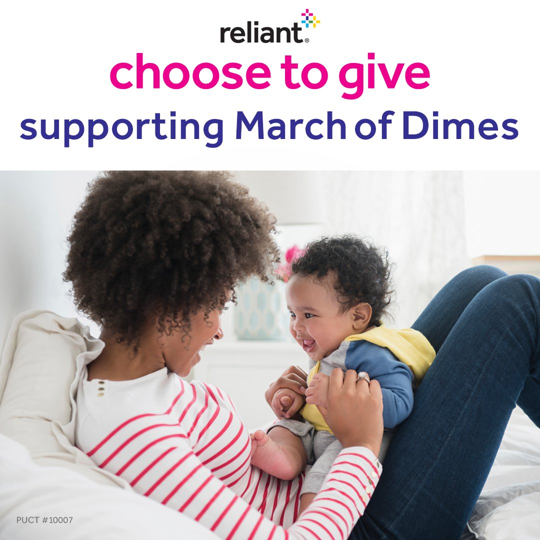 Reliant is a proud to partner with March of Dimes to make a difference in the lives of mothers and babies. Choose to Give provides funds for critical research and resources to help newborns and mothers thrive. 👶💕 ms.spr.ly/6012c7Wky