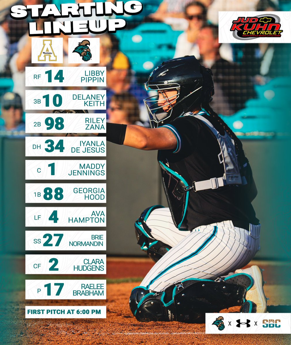 The starters for our Friday game against App State! #TEALNATION #ChantsUp