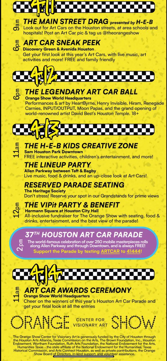 Houston Art Car Parade itinerary! Hope to see you there!