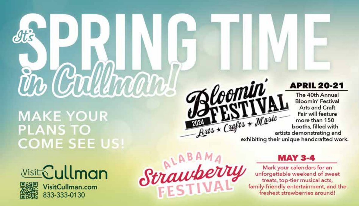 It's almost time for Visit Cullman, Alabama's Bloomin' Festival on April 20-21! #cullmanalabama #familyfun #event