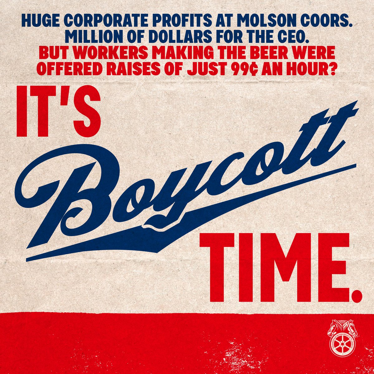 Our #Teamsters Local 997 brothers and sisters in Fort Worth, Texas have been on #strike against Molson Coors since February 17! Molson Coors is offering Local 997 members raises of just 99 cents an hour while CEO pay has skyrocketed. Support the Teamsters who are holding the