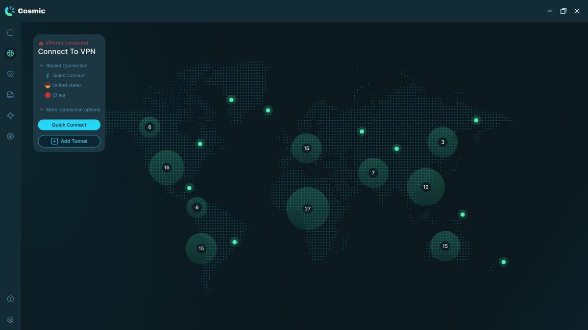 Network_Cosmic_'s tweet image. Presenting: Our desktop app UI previews!

#DePIN #dVPN