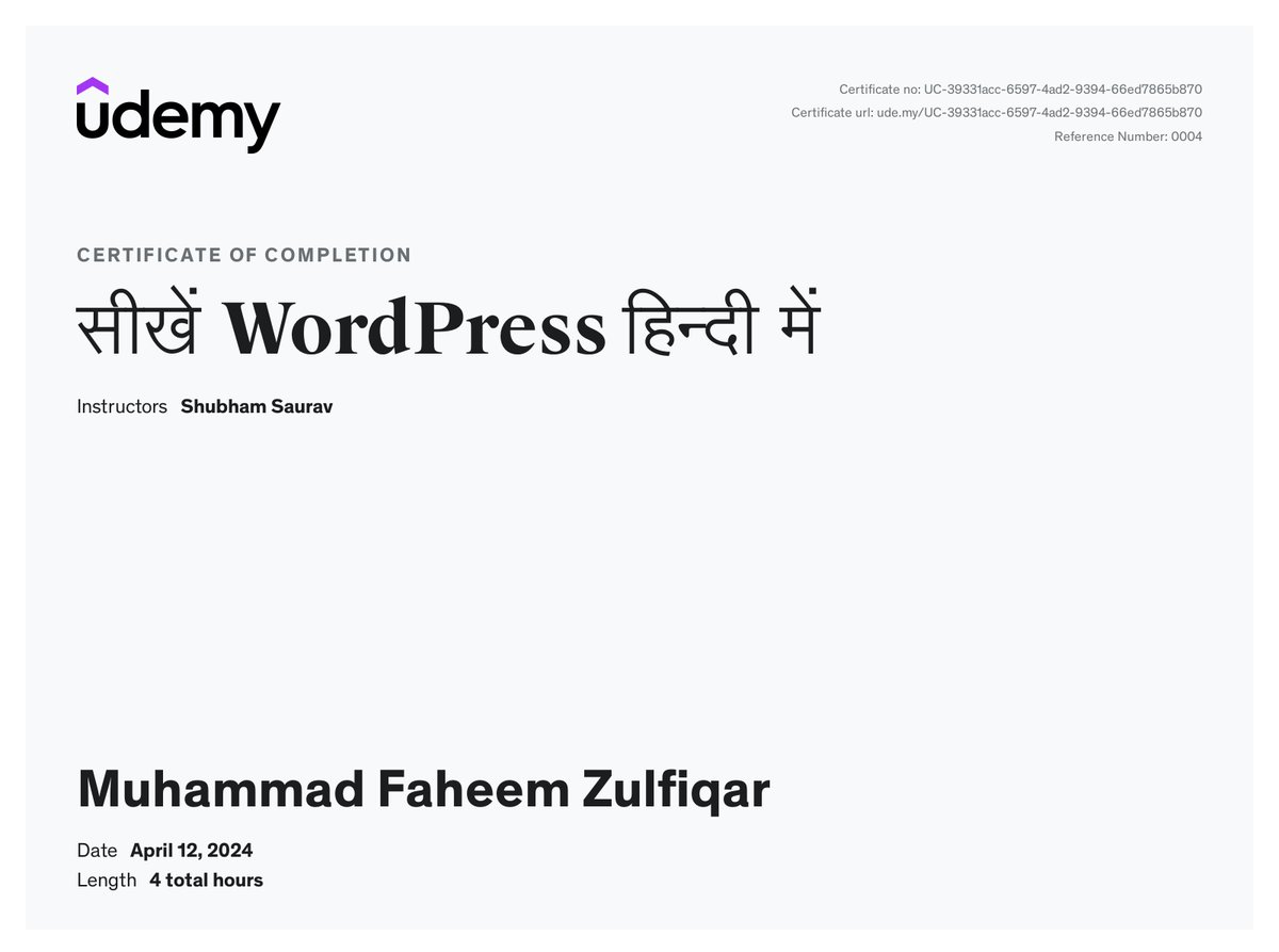 Woohoo!  I'm officially WordPress certified thanks to this Udemy course!  Big thanks to instructor Shubham Saurav for all the knowledge. Now, let's build something amazing!  #WordPress #Udemy #WebDevelopmentJourney