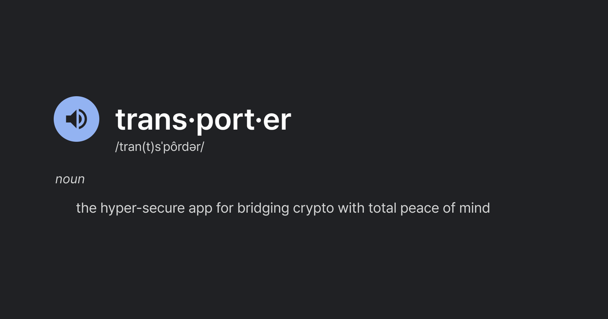 Cross chains with confidence: transporter.io/?utm_campaign=…