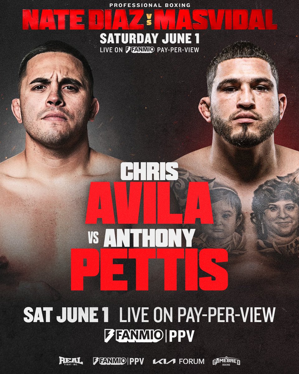 Chris Avila vs. Anthony Pettis has been added to the Nate Diaz vs. Jorge Masvidal boxing card on June 1, I’m told. Six rounds, 175 pounds. Both will appear at the press conference in Las Vegas tonight. More coming to @MMAFighting shortly.