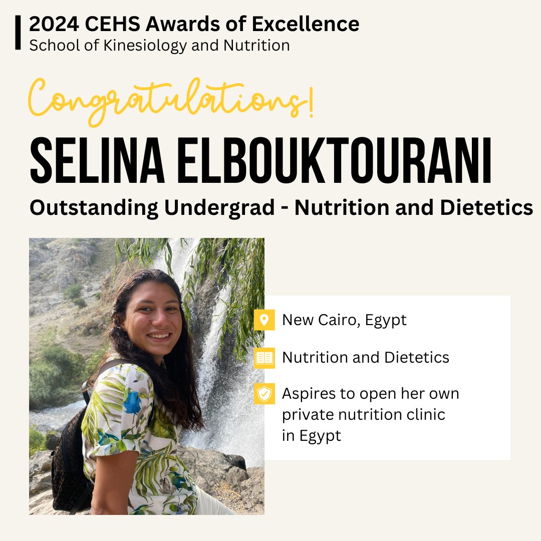 Congrats to Selina Elbouktourani, Outstanding Undergraduate Student in Nutrition and Dietetics for <a href="/SouthernMissSKN/">SouthernMissSKN</a>! 🎉👏🦅