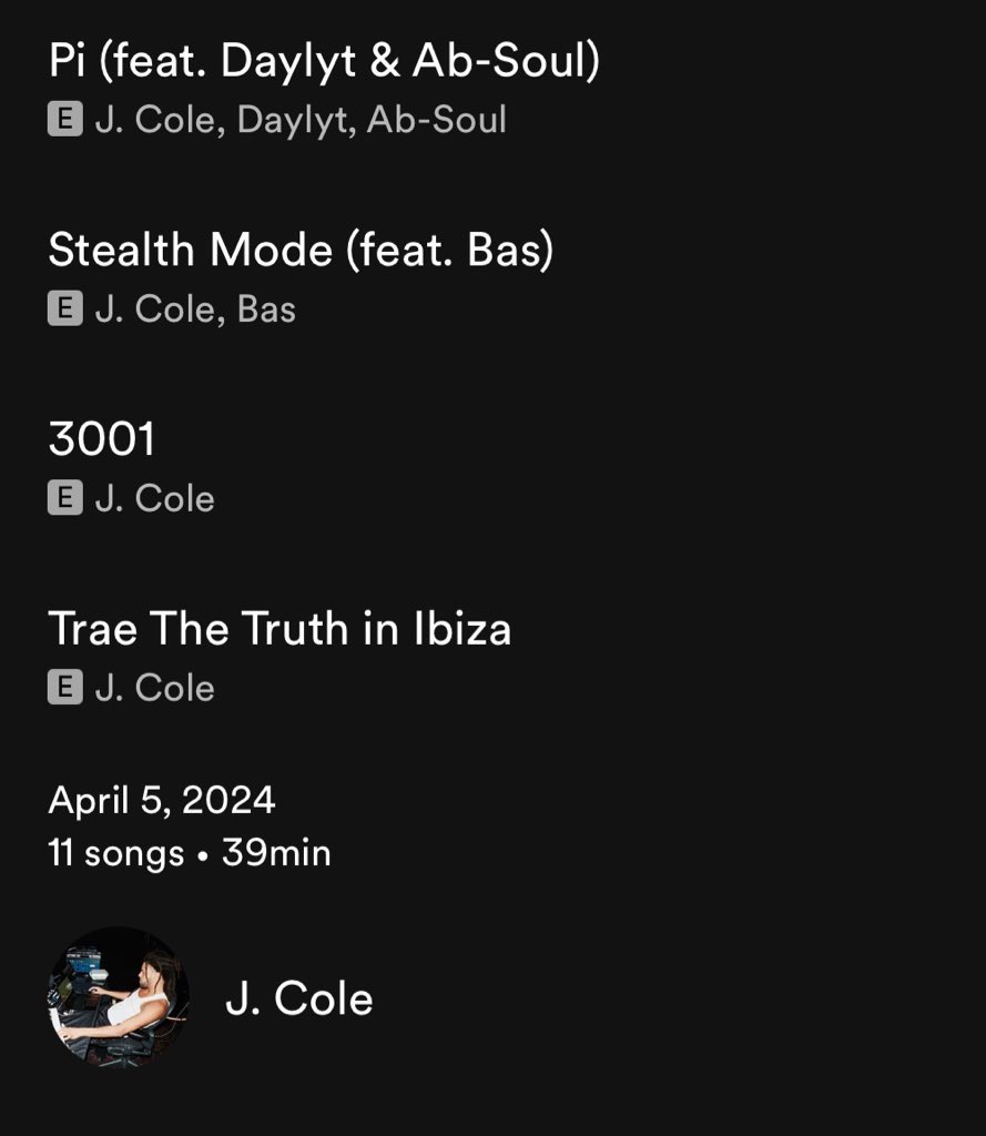 JUST IN: 7 Minute Drill by J. Cole has been removed from Spotify‼️👀