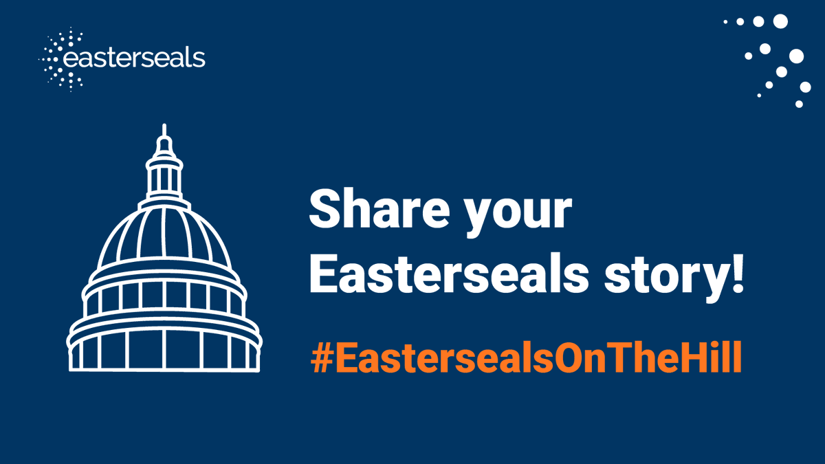 Calling all members of our Easterseals community! 

On April 18th we will be meeting with representatives in Washington, DC to share our work and impact. Help spread the word by posting on social media about how Easterseals has helped you or your loved ones. #EastersealsOnTheHill